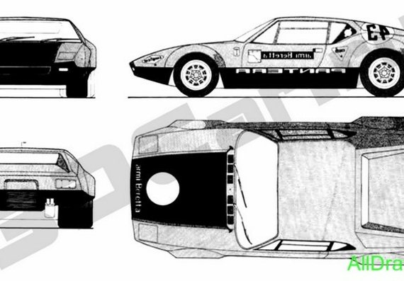 De Tomaso Pantera (De Tomaso Panther) - drawings (drawings) of the car